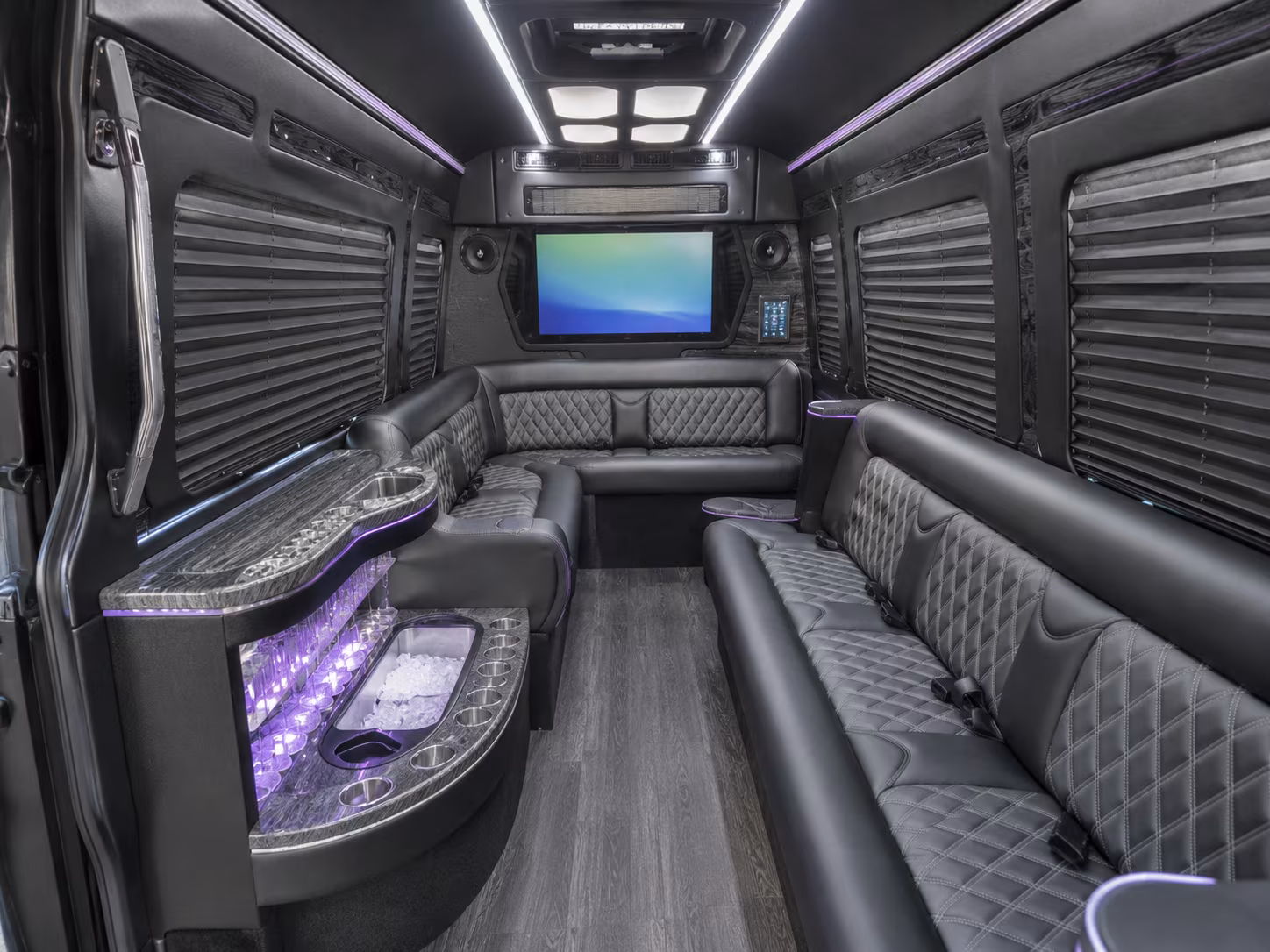 kalamazoo 15 passenger party bus interior