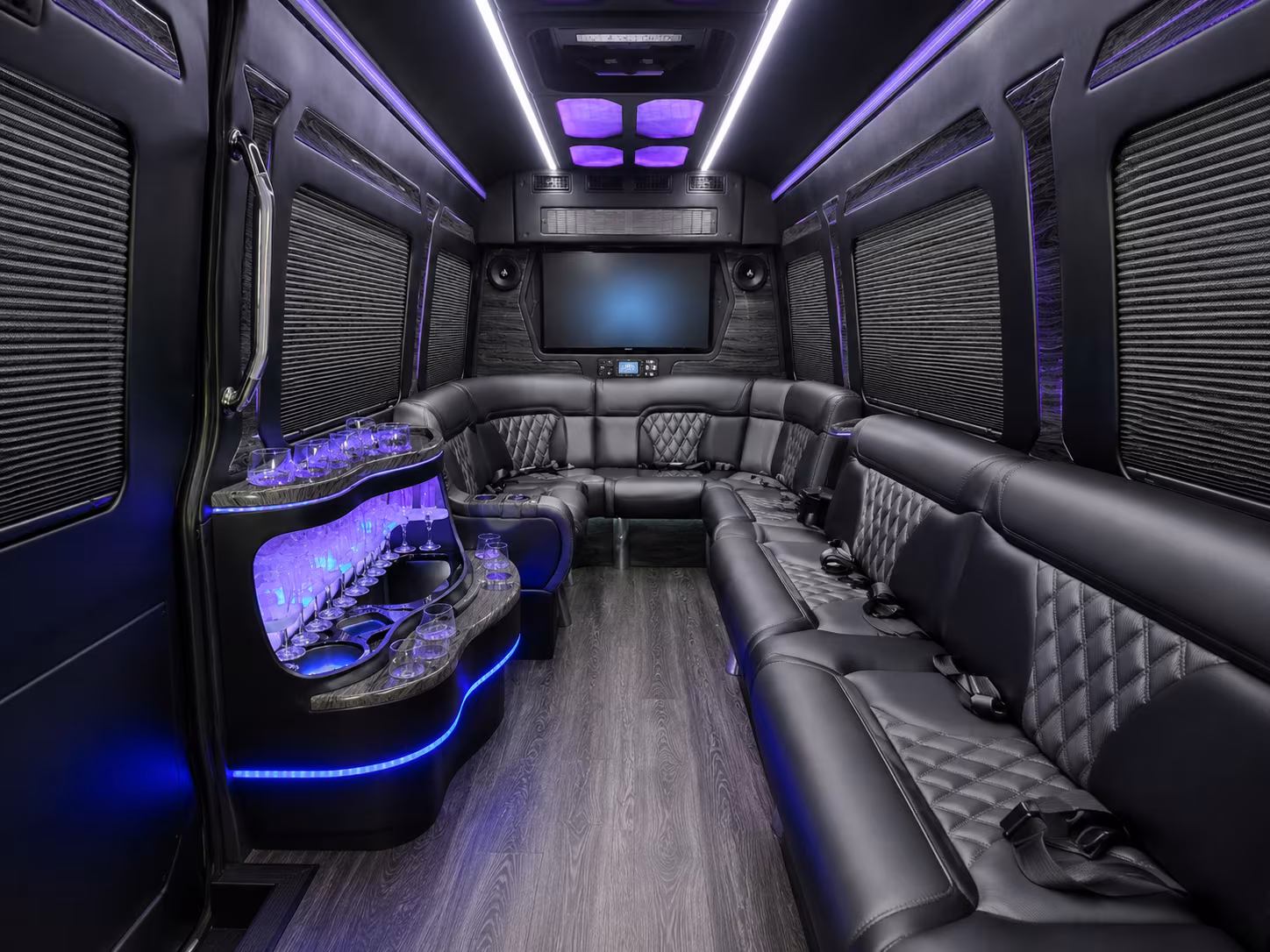 kalamazoo 30 passenger party bus interior